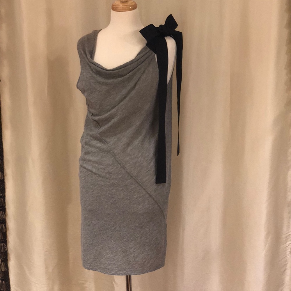 Dolce & Gabbana Gray Ribbon Sweater Shift Dress XS